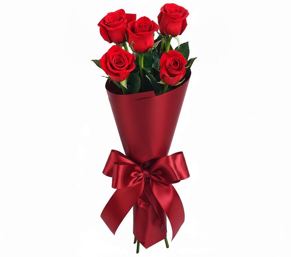 Букет 5 Красных роз Эдлесс Лав в Посевной