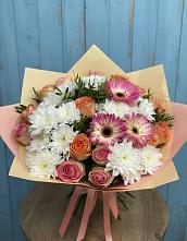 Букет цветов из:  Розы, Герберы и Хризантемы #REPLACE_PRED# Посевной