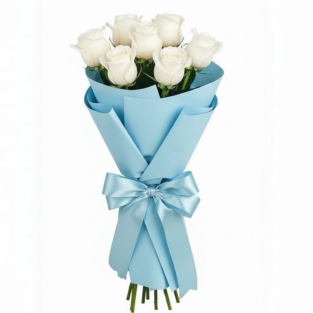 Букет 7 белых роз Проуд в Посевной