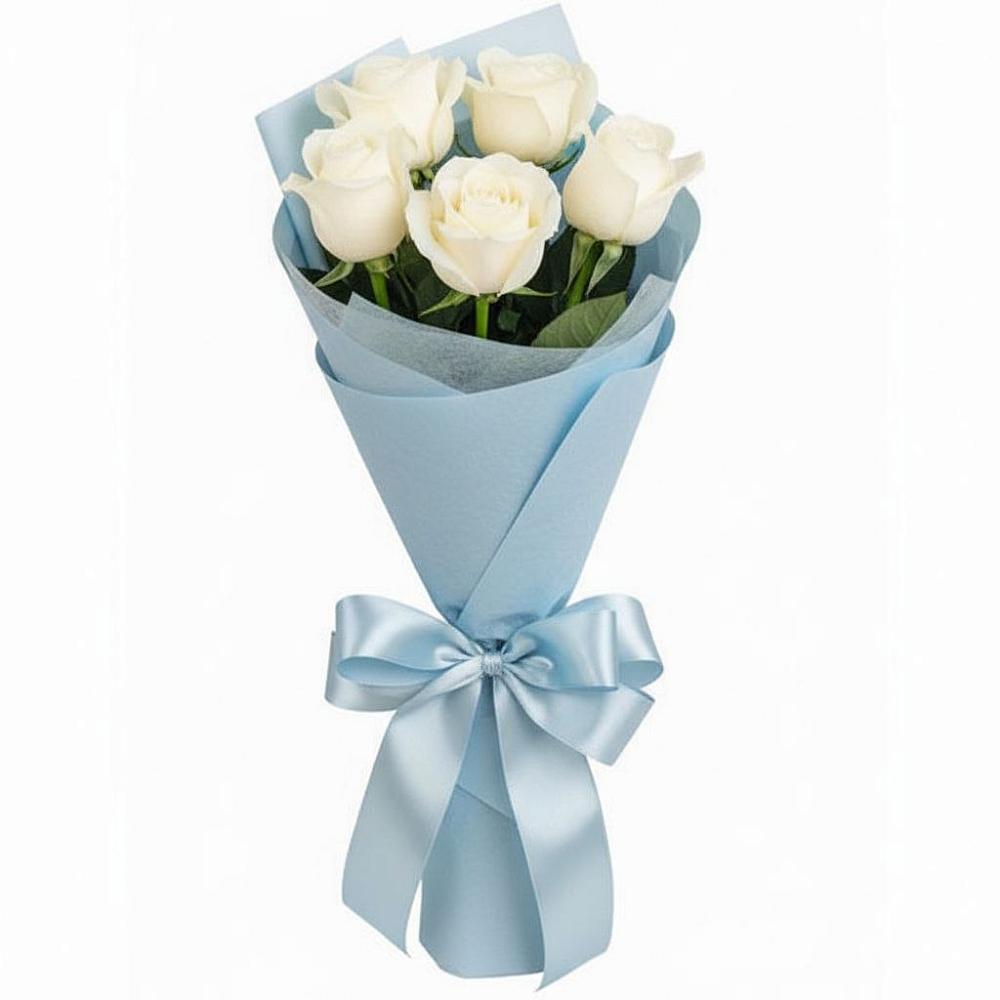 Букет 5 Белых роз Проуд в Посевной