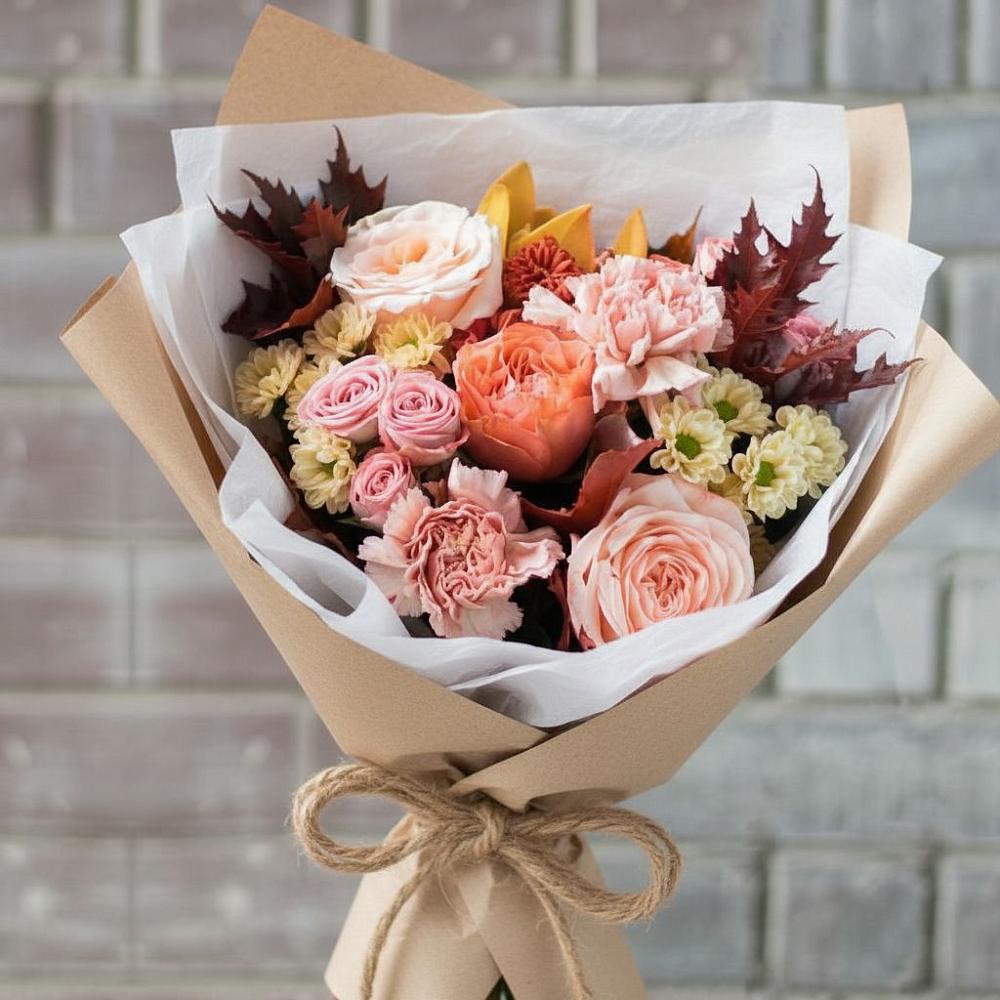 Букет цветов из: Гвоздики, Хризантемы и Розы в Посевной