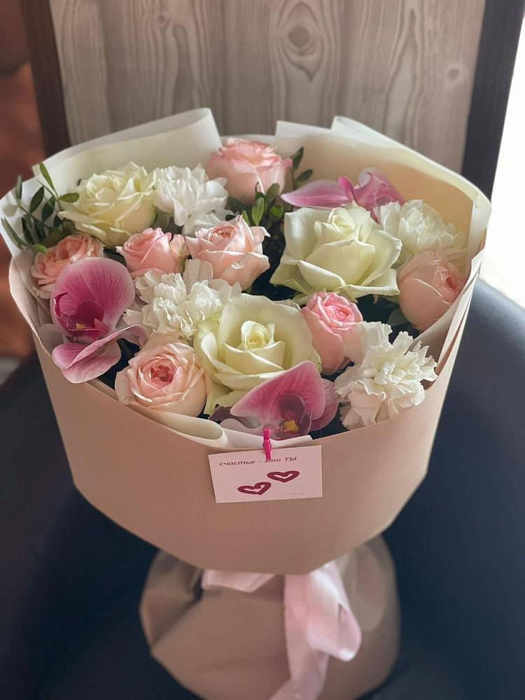 Букет цветов из: Орхидеи, Розы и Гвоздики в Посевной