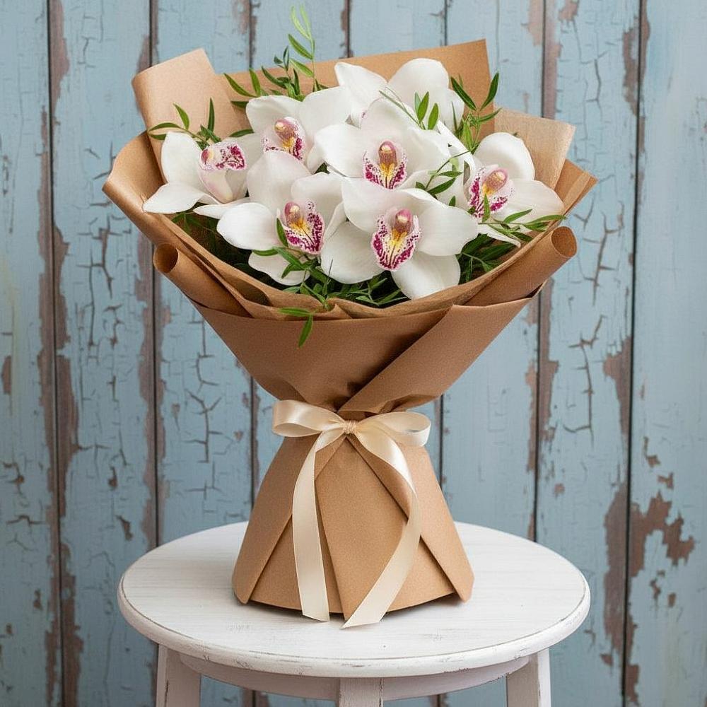 Букет цветов из: Орхидеи и Розы в Посевной