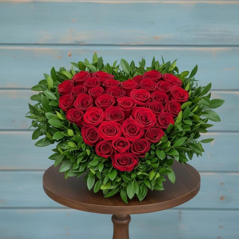 Цветочная композиция из Розы в виде сердца в Посевной