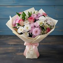 Букет цветов из:  Хризантемы, Альстромерии и Розы в Посевной