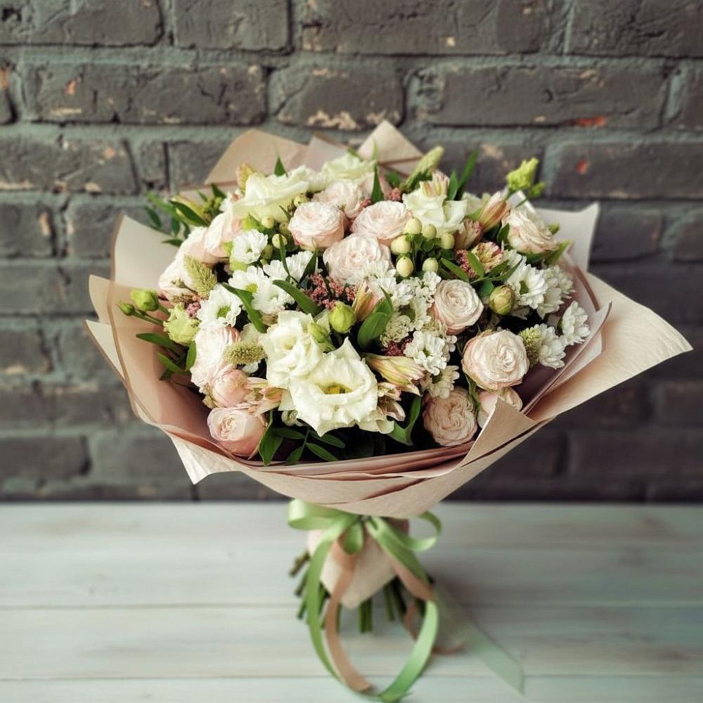 Букет цветов из: Альстромерии, Розы и Хризантемы в Посевной