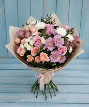 Букет цветов из:  Хризантемы, Розы и Альстромерии #REPLACE_PRED# Посевной