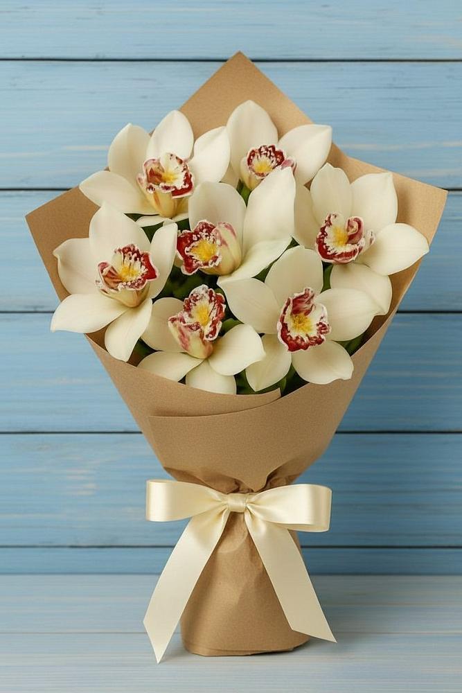 Букет цветов из: Орхидеи и Розы в Посевной